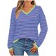 thumbnail image 2 of Suéter de cuello redondo de moda para mujer, blusa de manga larga con cuello estampado a rayas para mujer, 2 of 8
