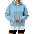 thumbnail image 5 of Gamivast False Two Piece Hoodies for Women Oversized Long Sleeve Sweatshirts Pullover Fall Trendy Hooded Pullover Blue M, 5 of 8