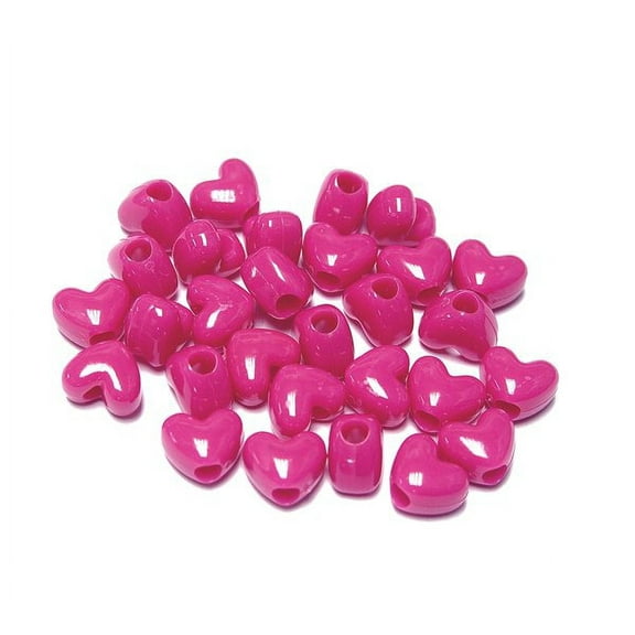 JOLLY STORE Crafts Neon Pink Magenta Heart Shaped Pony Beads, Made in USA