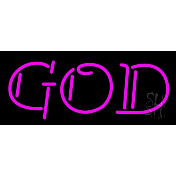 Pink God Block LED Neon Sign 10" Tall x 24" Wide - inches Black Square Cut Acrylic Backing, with Dimmer - Premium built indoor Sign for Home décor, Event, Religious place, Store interior, Office.