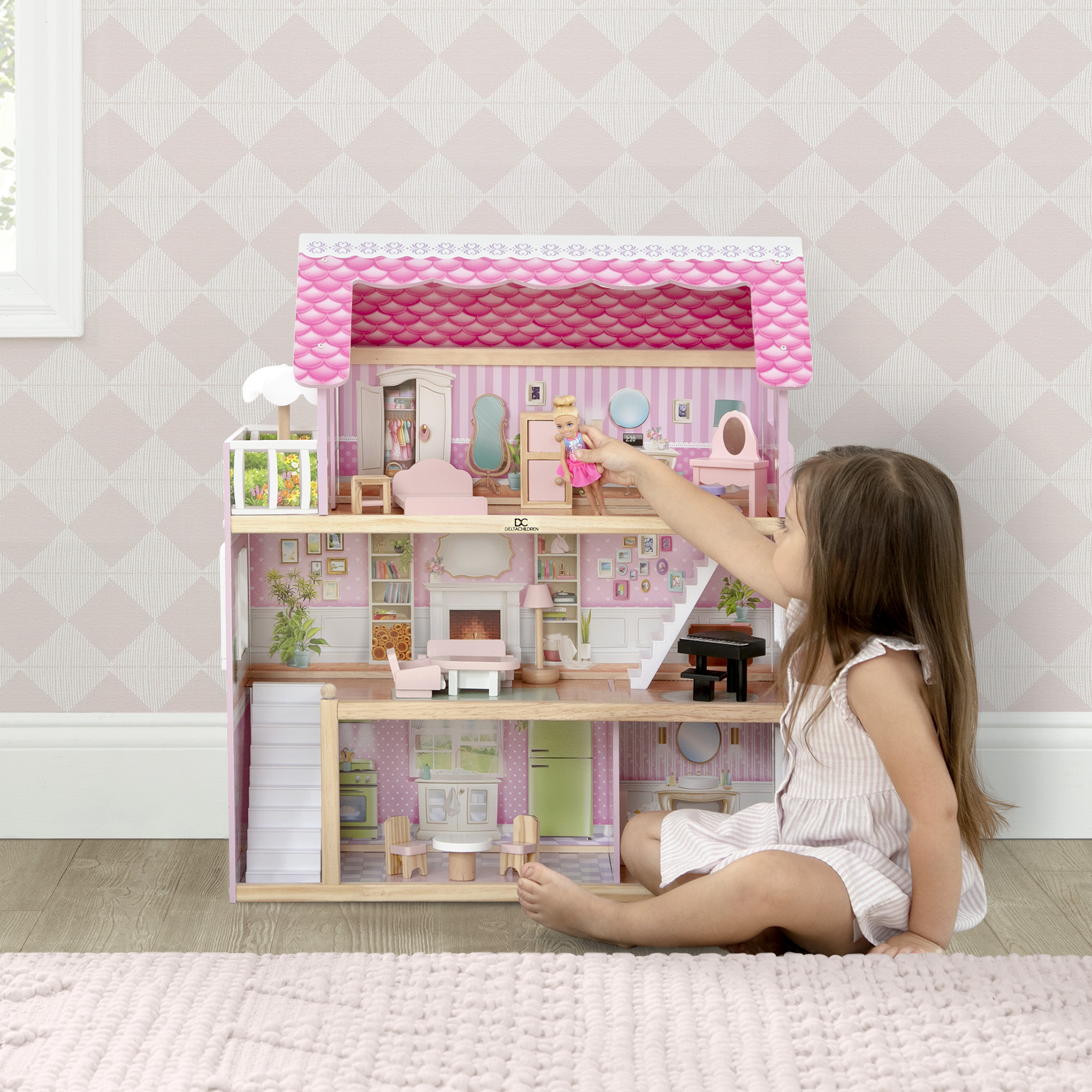 Delta Children Little Gem Wooden Dollhouse, 3 Story photo 5