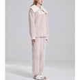 thumbnail image 4 of Defitshape Women's Long Sleeve Pajama Set Fuzzy Pj Fleece Pant Soft Warm Winter Loose Stretchy Lounge Set Thick Pink Large, 4 of 4