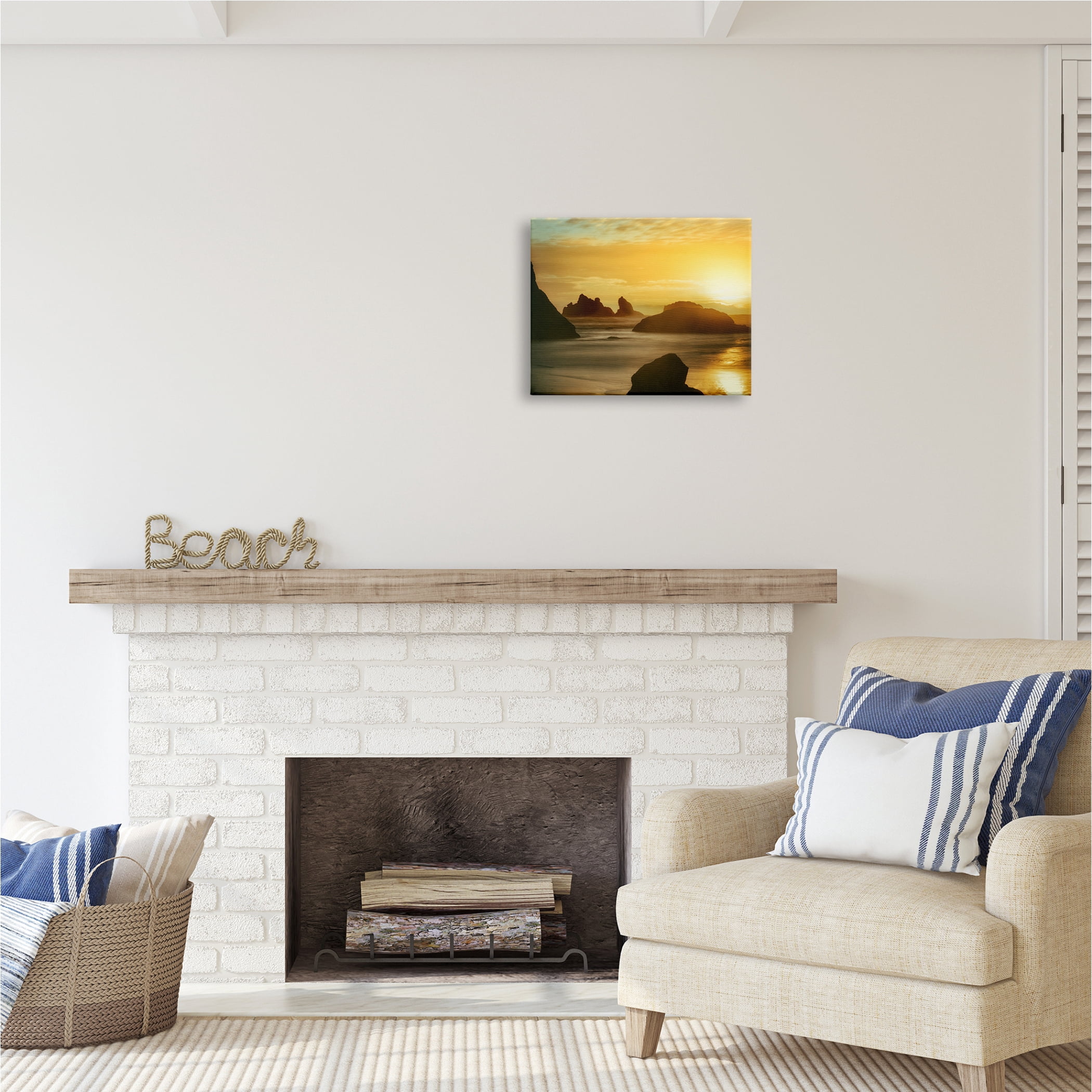 Stupell Industries Sea Stacks at Sunset Nature Photography Gallery Wrapped Canvas Print Wall Art, 20 x 16