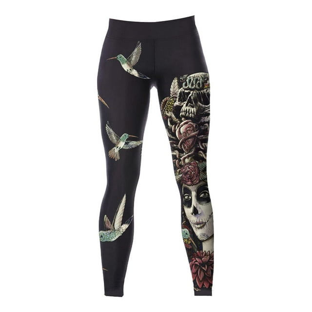 Pantalones de Yoga Polainas ropa para deportiva De Moda Impresión Digital Suave Reina con aves Yuyangstore Deportes pantalones