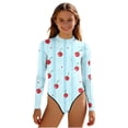 thumbnail image 3 of VBTAPA Girls Long Sleeve Swimsuit Cute Floral Print One Piece Bathing Suit Zipper UPF 50+ Rash Guard Swimwear Multicolor 9-10 Years, 3 of 8