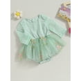 thumbnail image 3 of GXFC Baby Girls Fall Princess Dress Clothes 3M 6M 9M 12M 18M 24M Infant Girls Long Sleeve Butterfly Flower Embroidery Romper Dress Mesh Tulle A-line Dress Spring Autumn Clothing for Newborn Girls, 3 of 9