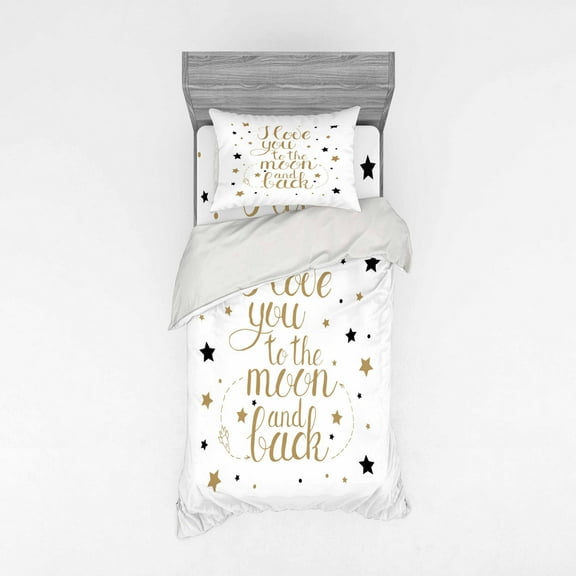 Saying Duvet Cover Set, Endless Love Valentines Affection Sayings Typography on Plain Background, Bedding Set with Shams and Fitted Sheet, 3 Sizes, by Ambesonne