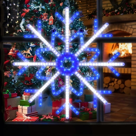 Christmas Light Motif,38 inch 392 LED Snowflake Meteor for Christmas,Party,Festival,Halloween,Window,Home(Blue)