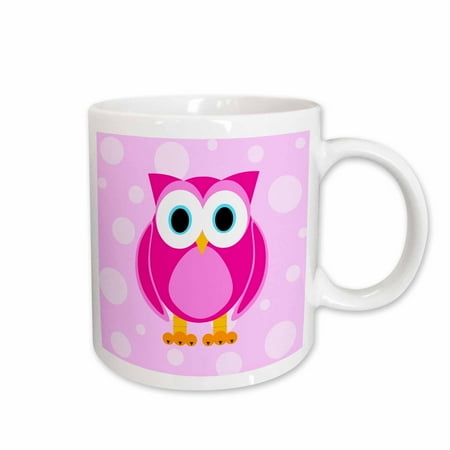 

3dRose Cute Pink Owl on Light Pink Background Ceramic Mug 15-ounce