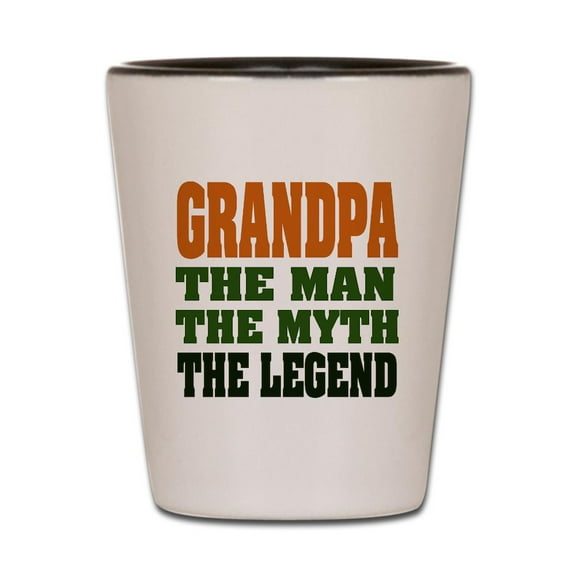 CafePress - Grandpa The Legend - White/Black Shot Glass, Unique and Funny Shot Glass