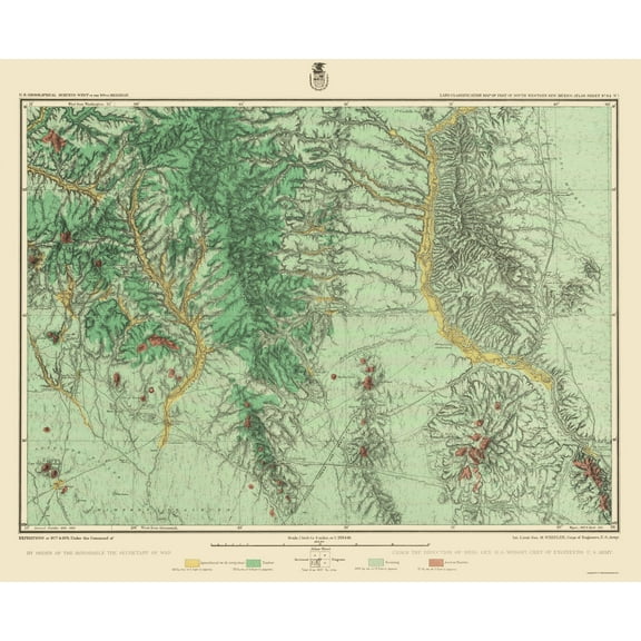 Topographical Map - Southwest New Mexico Land Classification Sheet - USGS 1877 - 23 x 28 - Vintage Wall Art