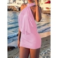 thumbnail image 5 of Women's Halter Mini Dress Y2k Backless Bodycon Club Night Cocktail Dresses Pink M, 5 of 8