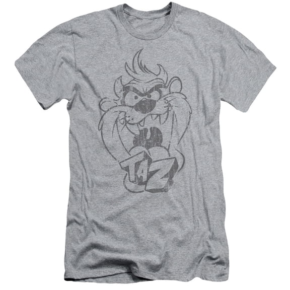 Looney Tunes Faded Taz S/S Adult 30/1 T-Shirt Athletic Heather