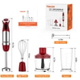 thumbnail image 3 of 5-in-1 Immersion Blender, 1100W - 12-Speed Handheld Stick, 600ml Beaker, 500ml Food Processor, Egg Whisk, Milk Frother for Easy Cooking, Red, 3 of 8