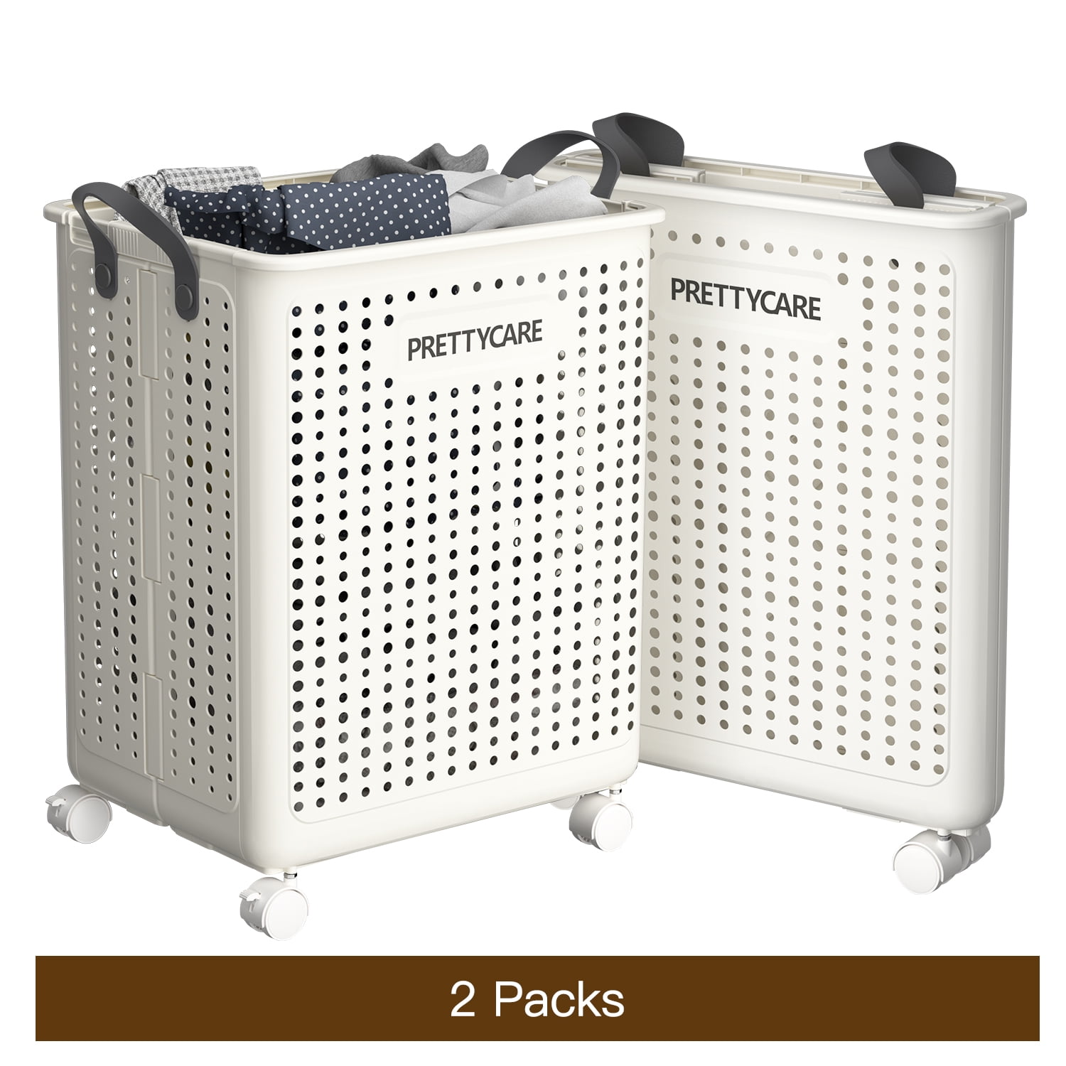 Hamper Pac PrettyCare 2 Pack 70L Collapsible Laundry Hamper with Handles and ...