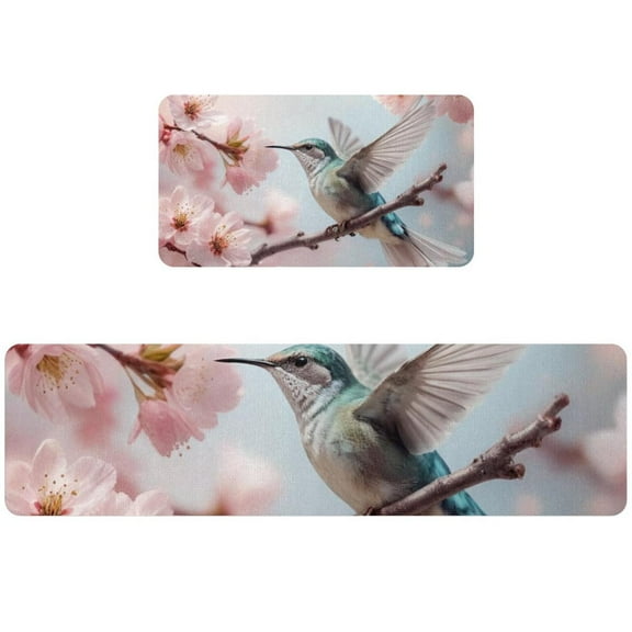 EVANLinism Comfort Kitchen Mat Set of 2 Non Slip Waterproof the landing hummingbird
