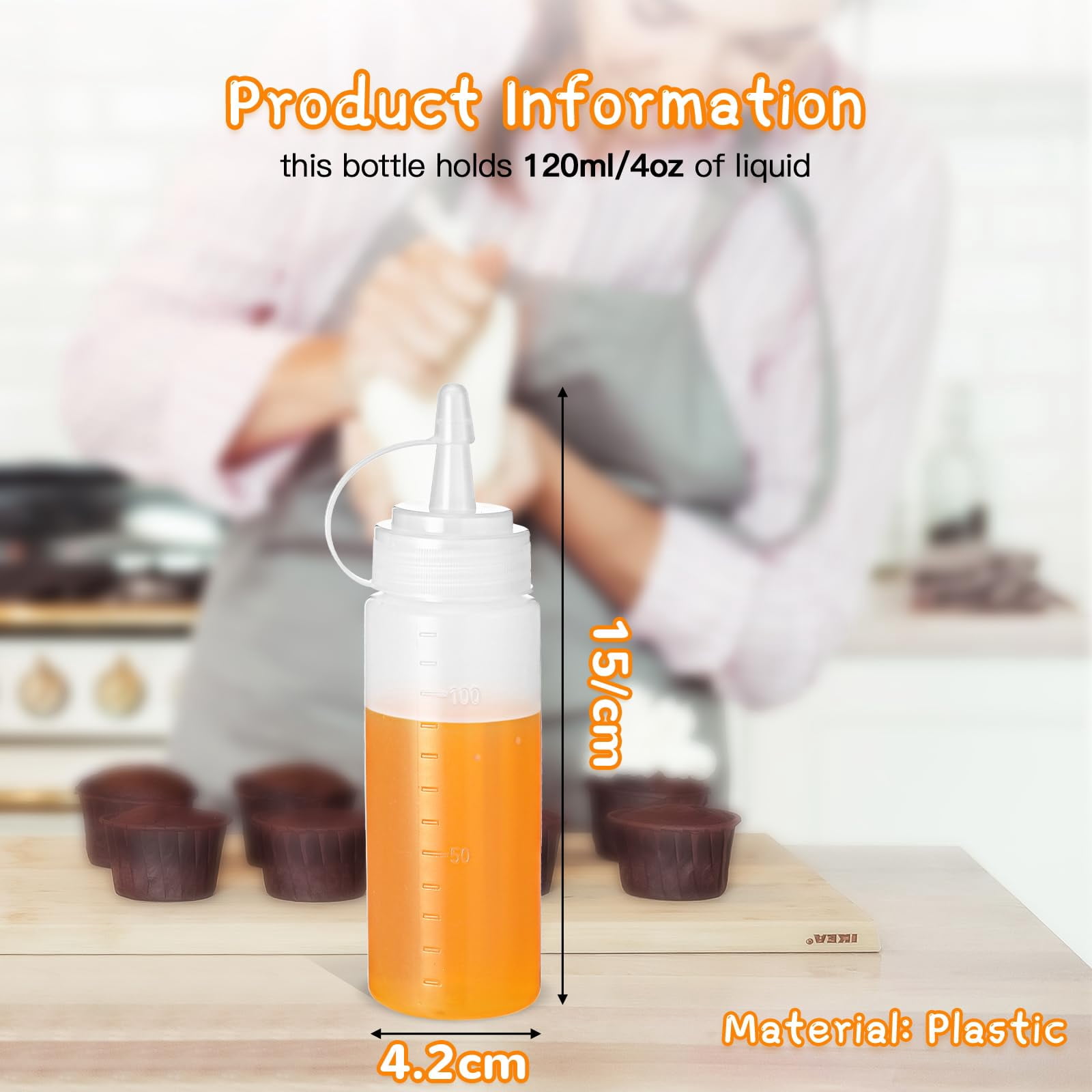 4 Oz Plastic Condiment Squeeze Bottles, 60 Count, Clear, For Cooking and Food Prep