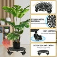 thumbnail image 4 of Goobetter Rolling Plant Stand with Wheels,3pcs 11in Heavy Duty Metal Plant Caddy with Wheels,Load Capacity 330 lbs,Black, 4 of 9