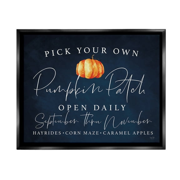 Stupell Industries Pick Your Own Pumpkins Landscape Painting Black Floater Framed Canvas Art Print Wall Art, 21 x 17