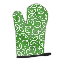 Caroline's Treasures Watercolor Geometric Cirlce on Green Oven Mitt