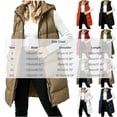 thumbnail image 3 of Yutgune Women's Long Hooded Puffer Vest Zip Up Snap Button Sleeveless Coat with Zipper Pockets, 3 of 7