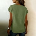 thumbnail image 6 of Cotton Linen Shirts for Women Summer V Neck Linen T Shirts Top Womens Casual Solid Loose Fits Lightweight Breathable Comfy Short Sleeve Tee Shirts, 6 of 6