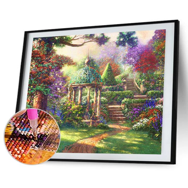 Cuadros Decorativos Pintura de diamante 5D Jardín de bricolaje Kits de imagen de diamantes de imitación de taladro redondo completo Tmvgtek embutido en tela