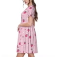 thumbnail image 2 of Lsque Strawberries Print Women's Casual Dress T-Shirt Summer Short Sleeve Scoop Neck Swing Dresses, 2 of 6