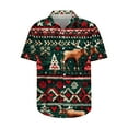 thumbnail image 4 of BLTIBY Christmas Shirt for Men Lapel Button Down Short Sleeve Hawaiian Shirts Xmas Snowman Printed Casual Holiday Shirts Tops Green 3XL, 4 of 5