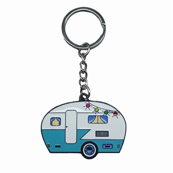 Fashionable Double Side Metal Campers Keychain Charm Pendant Accessory for Camping Couples Campers Enthusiasts