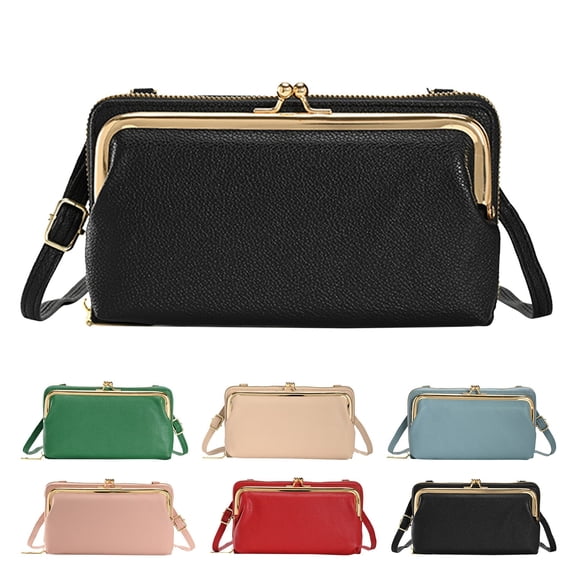 Modstep Womens Kisslock Wallet Small Crossbody Bag Elegant Leather Chain Strap Shoulder Purse for Ladies Evening Portable Beige