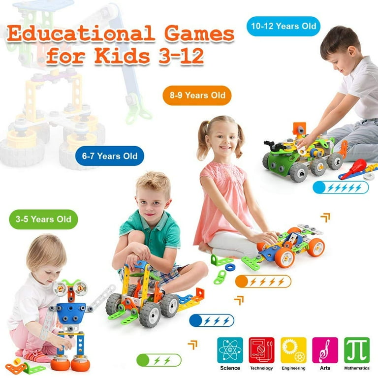 STEM Master Building Toys for Kids Ages 4-8 - STEM Toys Kit w/ 176 Durable  Pieces 