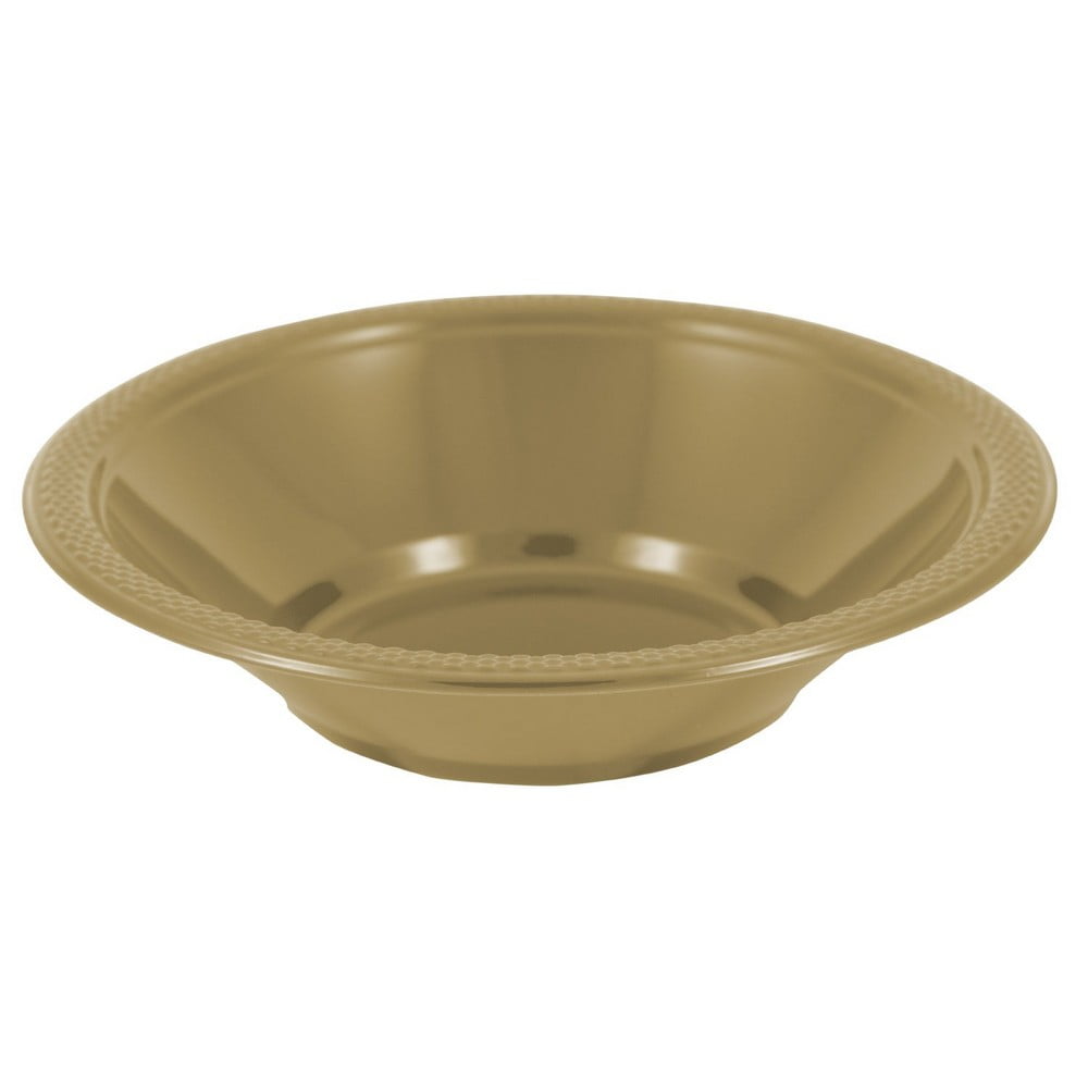 JAM Paper Plastic Bowls, Gold, 20/Pack, Small, 12 oz (7" Diameter