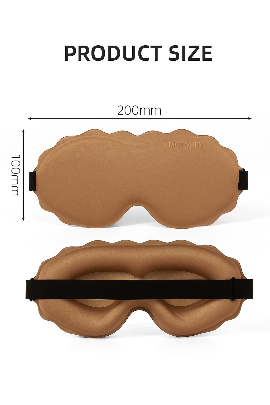 MCTOURY 3D Contoured Sleep Mask for Women & Men – Ultra-Soft Eye Mask with Deep Eye Sockets, Adjustable Strap, Breathable Lightweight Cotton for Travel, Nap, Meditation, Brown