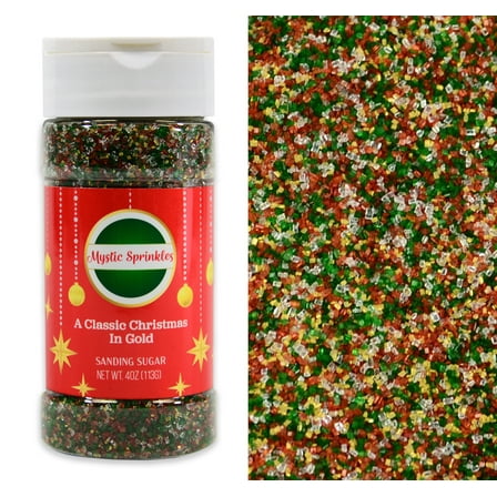 Mystic Sprinkles A Classic Christmas in Gold Sanding Sugar 4 Ounce Bottle