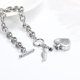 thumbnail image 2 of Cremation Ashes Jewellery Small Urns Bracelets Women Men Adjustable Leather Bracelet Heart Locket -God has you in his arms, I have you in my heart, 2 of 5