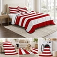 thumbnail image 6 of Twin Quilt Set 68''x86'', Red Stripes Lightweight Summer Bedspread Coverlet Set with 2 Pillow Shams, Simple Red White Texture Breathable All Season Quilt Bedding for Dorm/Bedroom, 6 of 9
