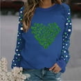 thumbnail image 2 of St Pattys Shirts Women Casual Crew Neck Pullover Shamrock Heart Print Sweatshirt Long Raglan Sleeve Tops St Patrick Shirts for Women, 2 of 5