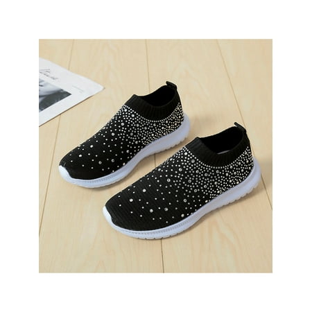 

Woobling Womens Sparkly Glitter Sneakers Ladies Casual Trainers Sock Shoes