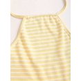 thumbnail image 4 of Light Yellow Halter Neck Knit Bodycon Maxi Dress With Striped Texture, 4 of 7