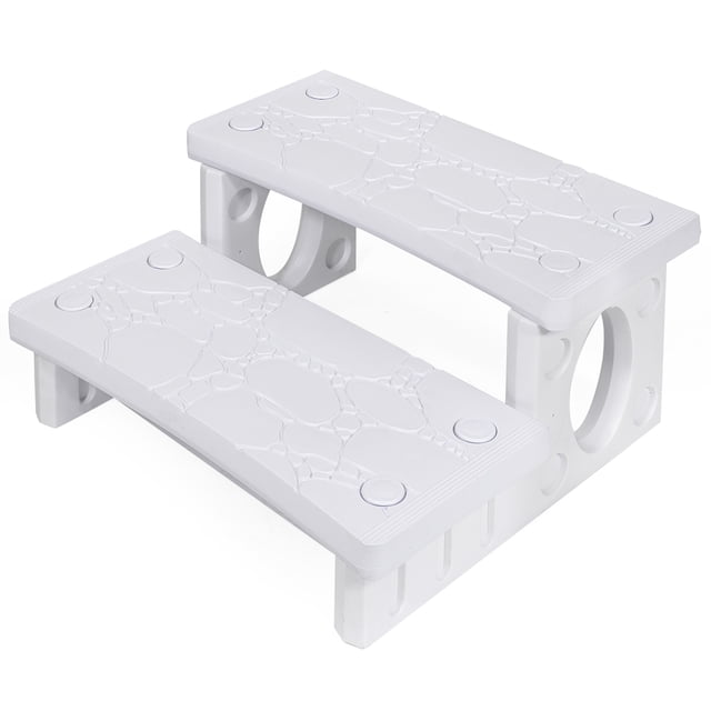 2 Step Multi Purpose Spa Hot Tub Pool RV Campers Deck Steps Sided Step, White