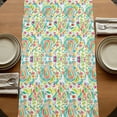 thumbnail image 5 of Boho Teal Green Flower Table Runner, Spring Watercolor Paisley Floral Leaf Washable Cotton Linen Table Runners 36 Inches Long, Dresser Scarf Runner for Nightstand/End Tables/Round Tables 13''x36'', 5 of 9