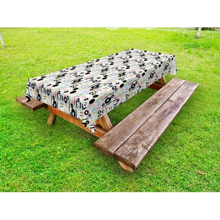 Scribble Art (Grunge Outdoor Tablecloth, Polka Dots in Lively Colors and Scribble Art Elements Grunge Look Childish Ink Art, Decorative Washable Fabric Picnic Tablecloth, 58 X 104 Inches, Multicolor, by)