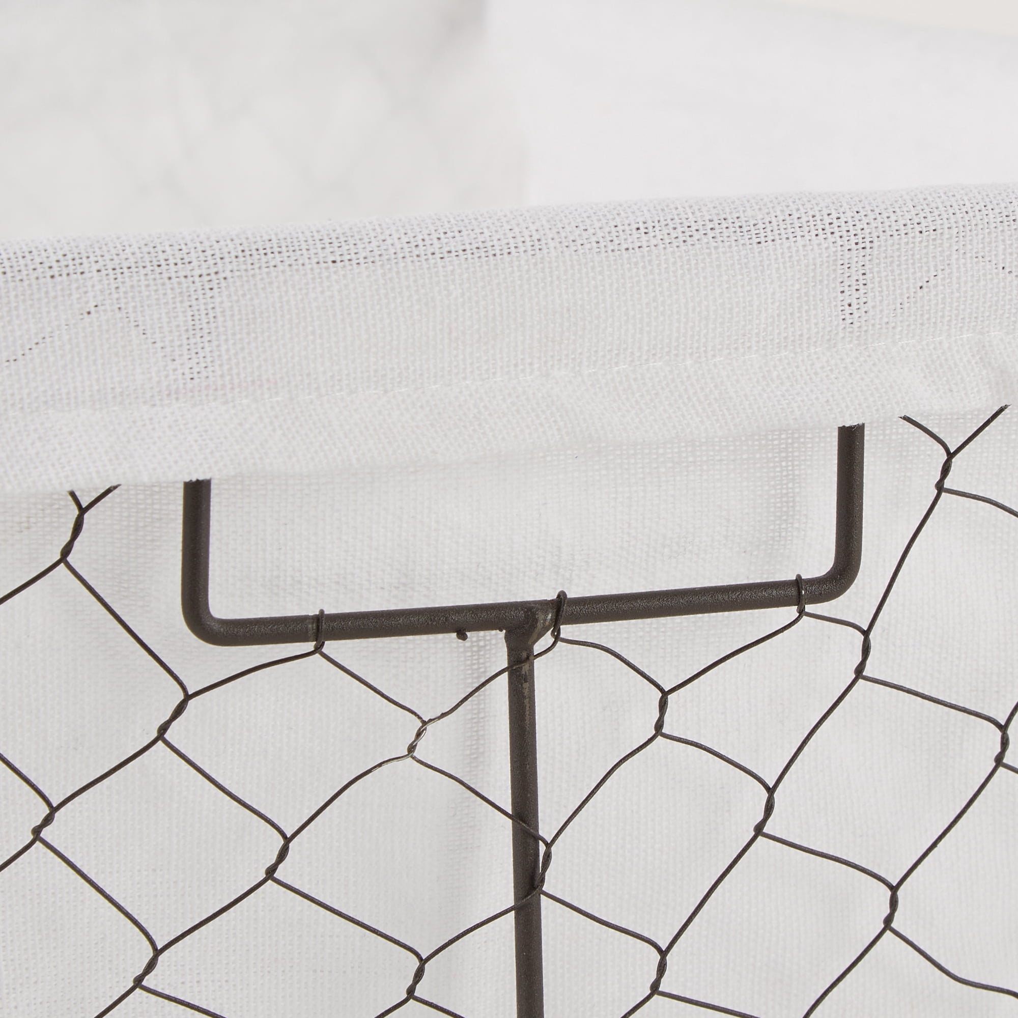 Medium Gray Chicken Wire White Cotton Liner Basket (Set of 2) 11x7.88x7