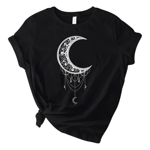 PUMXQ women's graphic tees Crew Neck Short Sleeve Oversized T-shirts Workout Tops Hawaiian Shirts Casual Shirts bohemian tops for women Black L