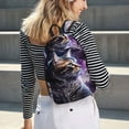 thumbnail image 6 of Hirioo Purple Moon Cat Canvas Backpack, Durable Travel Backpack with Multiple Compartments,Large Capacity, Backpack for School, Hiking, Work, 6 of 7