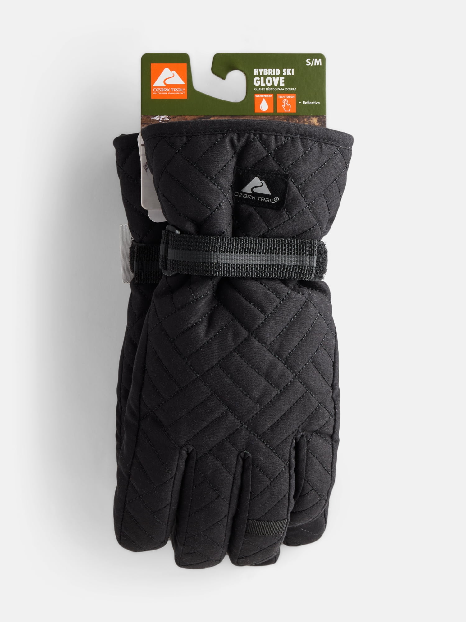 Ozark Trail Women's Hybrid Ski Gloves, Black Soot, L/XL