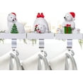 thumbnail image 6 of UNIQOOO Handmade White Polar Bear Christmas Stocking Holders, Large 3Pcs Mantel Hook Set with Base Pads, Holds 2 Lb, Cubs with Xmas Tree, Candy Cane, Birds Fireplace Stocking Hanger Décor for Garlands, 6 of 9