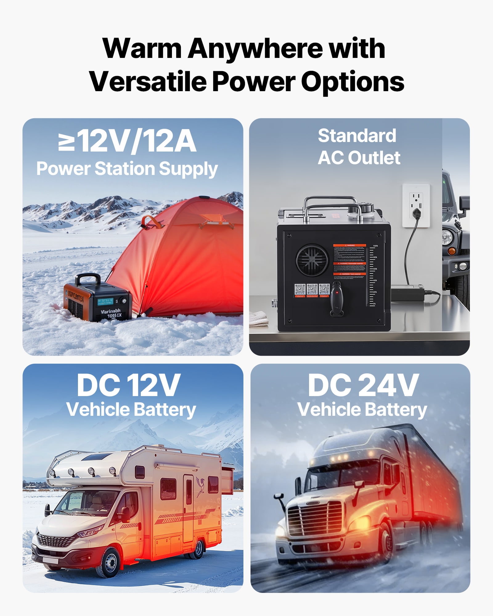VEVOR Diesel Heater, 8KW, DC 12V/24V, All in One Portable Diesel Air Heater with Bluetooth APP Control, Remote Control and LCD Screen, 1.9 Gal Fuel Tank for Trucks, Vans, RVs, Campers, and Garages