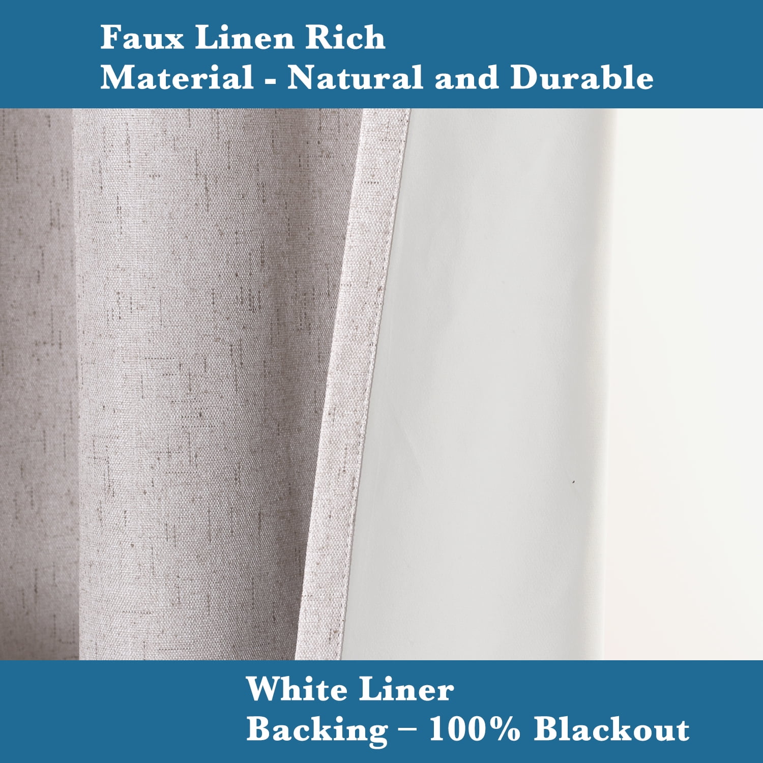 PrimeBeau Curtain Panels 100% Blackout Grommet Drapes, 52 x 96 inches, Set of 2, Natural Color
